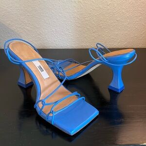 Miista Blue leather square toe sandals